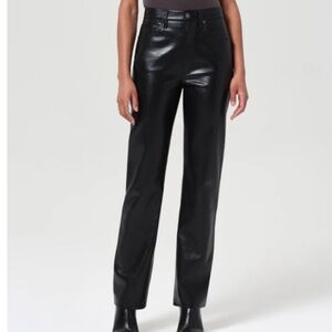 AGOLDE 90'S PINCH WAIST HIGH RISE STRAIGHT LONG (RECYCLED LEATHER)